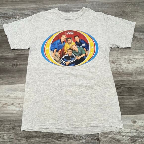 Vintage 1998 N Sync Boy Band Tultex Gray Mens M Pop Music Concert Graphic Tshirt - Picture 2 of 9